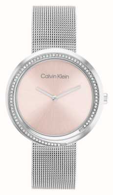Calvin Klein ウィメンズ |ピンクダイヤル |ステンレスメッシュブレスレット 25200149