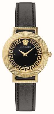 Versace グレカシック |ブラックダイヤル |黒革ストラップ VE3D00322
