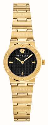 Versace グレカ ロゴ ミニ |ブラックダイヤル |ゴールド pvd スチール ブレスレット VEZ100521