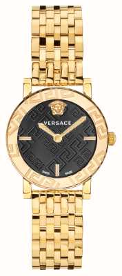 Versace グレカグラス |ブラックダイヤル |ゴールド pvd スチール ブレスレット VEU300621
