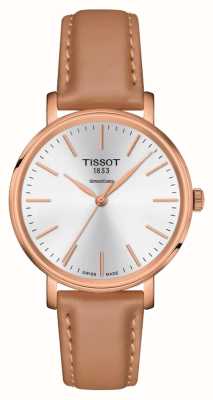 Tissot レディースエブリタイム |シルバーダイヤル |タンレザーストラップ T1432103601100