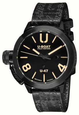 U-Boat クラシコ u-47 47mm ab1 |ブラックダイヤル |黒革ストラップ 9160