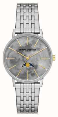 Armani Exchange ウィメンズ |グレーのムーンフェイズ ダイヤル |ステンレススチールブレスレット AX5585