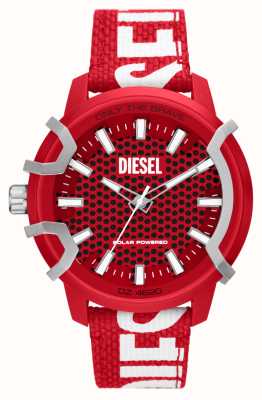 Diesel グリフ |赤い文字盤 |赤いリサイクル海洋プラスチックストラップ DZ4620