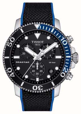 Tissot Seastar 1000 クロノグラフ (45.5mm) ブラック文字盤/ブラック&ブルーストラップ T1204171705103