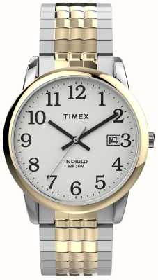Timex メンズ イージー リーダー パーフェクト フィット ホワイト ダイヤル / ツートンカラーのステンレススチール ブレスレット TW2V05600