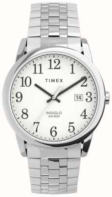 Timex メンズイージーリーダーホワイトダイヤル/ステンレススチール拡張可能ブレスレット TW2V40000