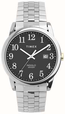 Timex メンズイージーリーダーブラックダイヤル/ステンレススチール拡張可能ブレスレット TW2V40200
