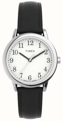 Timex レディース イージー リーダー ホワイト ダイヤル ブラック レザー ストラップ TW2V69100