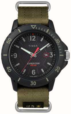 Timex メンズ ギャラティン ソーラー ブラック ダイヤル グリーン ナイロン ストラップ TW4B14500