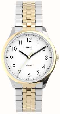 Timex レディース イージー リーダー (32mm) ホワイト ダイヤル / ツートンカラーのステンレススチール ブレスレット TW2U40400