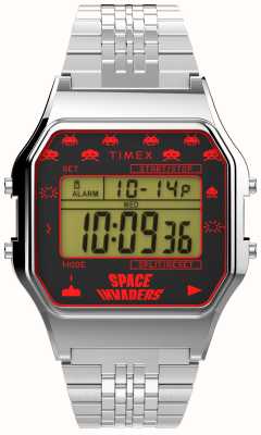 Timex 80 スペースインベーダー デジタルダイヤル/シルバートーンメタルブレスレット TW2V30000