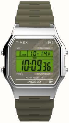 Timex 80 グリーンデジタルディスプレイ/グリーン樹脂ストラップ TW2V41100
