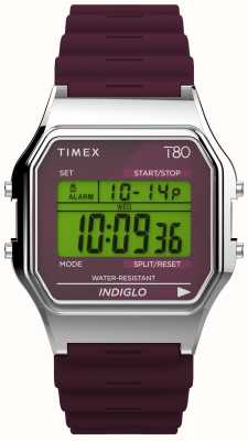 Timex 80 バーガンディデジタルディスプレイ/バーガンディ樹脂ストラップ TW2V41300