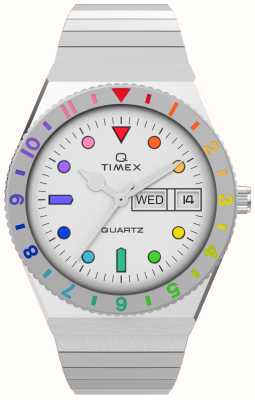 Timex レディース Q レインボーホワイト文字盤/ステンレススチールブレスレット TW2V66000