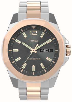 Timex メンズ エセックス アベニュー グレー文字盤 / ツートンカラーのステンレススチール ブレスレット TW2V43100