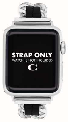 Coach Apple Watch ストラップ (38/40/41mm) ブラック レザー ステンレス チェーン 14700187