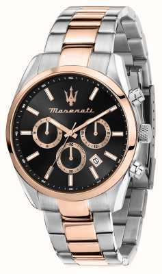 Maserati メンズ アトラツィオーネ (43mm) ブラック ダイヤル / ツートーン ステンレス スチール ブレスレット R8853151002