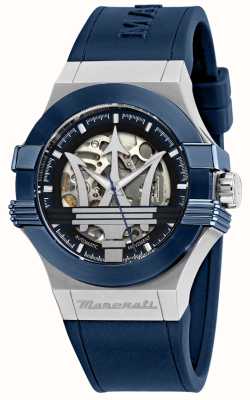 Maserati メンズ ポテンザ オートマティック スケルトン ダイヤル ブルー シリコン ストラップ R8821108035