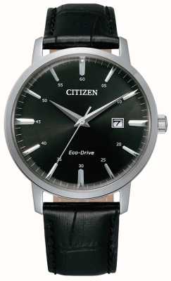 Citizen メンズ エコドライブ ブラックダイヤル ブラックレザーストラップ BM7460-11E