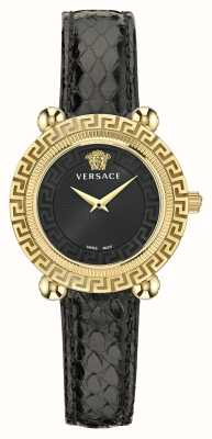 Versace グレカツイストブラックダイヤル/ブラックレザーストラップ VE6I00323