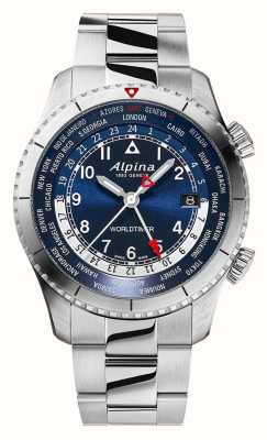 Alpina スタータイマー パイロット クオーツ ワールドタイマー (41mm) ブルー文字盤/ステンレス AL-255N4S26B