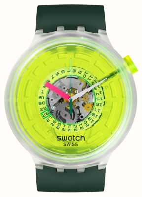 Swatch ネオングリーンのネオン文字盤とグリーンのバイオソースストラップに目がくらむ展示品 SB05K400 EX-DISPLAY