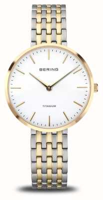 Bering チタン（34mm）ホワイトダイヤル/ツートーンチタンブレスレット 19334-010