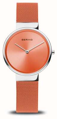 Bering レディース クラシック (31mm) オレンジ ダイヤル / オレンジ スチール メッシュ ブレスレット 14531-505