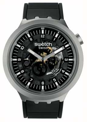Swatch ビッグボールドアイロニーダークアイロニーステンレススチール（47mm）ブラックスケルトンダイヤル/ブラックラバー SB07S105