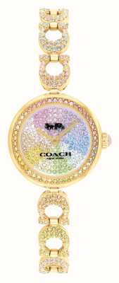 Coach グレイシー (23mm) レインボー クリスタル ダイヤル / ゴールドトーン ステンレススチール ブレスレット 14504220