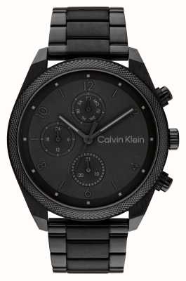 Calvin Klein インパクト メンズ (44mm) ブラック文字盤/ブラック ステンレススチール ブレスレット 25200359