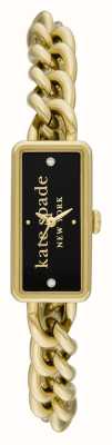 Kate Spade ローズデール（10mm）ブラックロゴダイヤル/ゴールドトーンチェーンステンレススチールブレスレット KSW1793