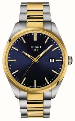 Tissot メンズ pr 100 (40mm) ブルーダイヤル/ツートンカラーのステンレススチールブレスレット T1504102204100