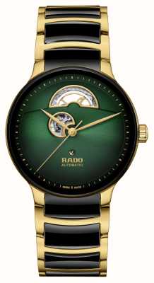 RADO セントリックス オートマティック オープン ハート (39.5mm) グリーン文字盤 / ブラック ハイテク セラミック & ゴールド ステンレススチール R30008302