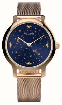 Timex レディース セレスティアル トランセンド (31mm) ブルー ダイヤル / ローズゴールドトーン スチール メッシュ ブレスレット TW2W21400