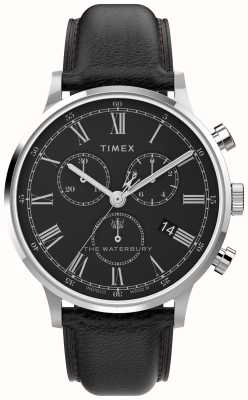 Timex メンズ ウォーターベリー クラシック (40mm) ブラックダイヤル/ブラックレザーストラップ TW2U88300
