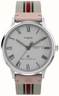 Timex メンズ ウォーターベリー (40mm) グレー文字盤 / ホワイトファブリックストラップ TW2V73700