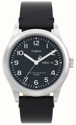 Timex メンズ ウォーターベリー (39mm) ブラック文字盤/ブラックレザーストラップ TW2W14700