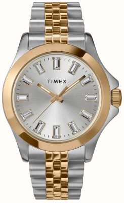 Timex レディース カイア (38mm) シルバー ダイヤル / ツートンカラーのステンレススチール ブレスレット TW2V79700