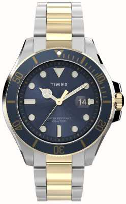 Timex メンズ ハーバーサイド コースト (43mm) ブルー文字盤 / ツートンカラーのステンレススチール ブレスレット TW2V42000