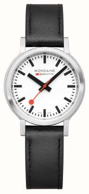 Mondaine Stop2go (34mm) クラシックホワイトダイヤル / ブラックヴィーガングレープレザー MST.3401B.LBV.SET
