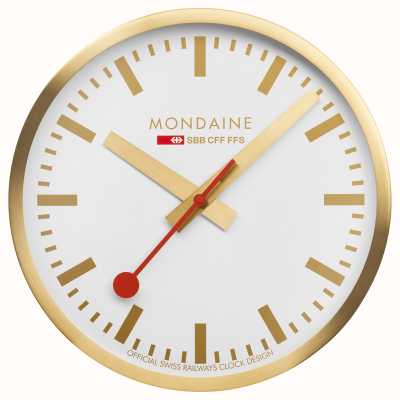 Mondaine SBB 壁掛け時計 (40cm) ホワイト文字盤 / ゴールドトーンアルミケース A995.CLOCK.17SBG