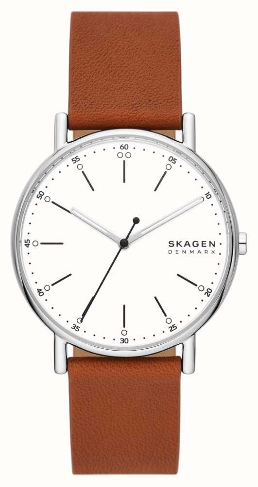 Skagen メンズ シグネチャー (40mm) ホワイト ダイヤル / ブラウン