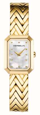 Herbelin 女性用オクトゴーヌ（20.4mm）マザーオブパールダイヤル/ゴールドPVDステンレススチールブレスレット 17446BP19