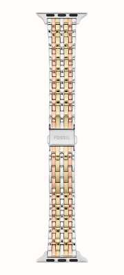 Fossil Apple watch ストラップ (38/40/41mm) トライトーンステンレススチール、ディスプレイ付き S380007 EX-DISPLAY