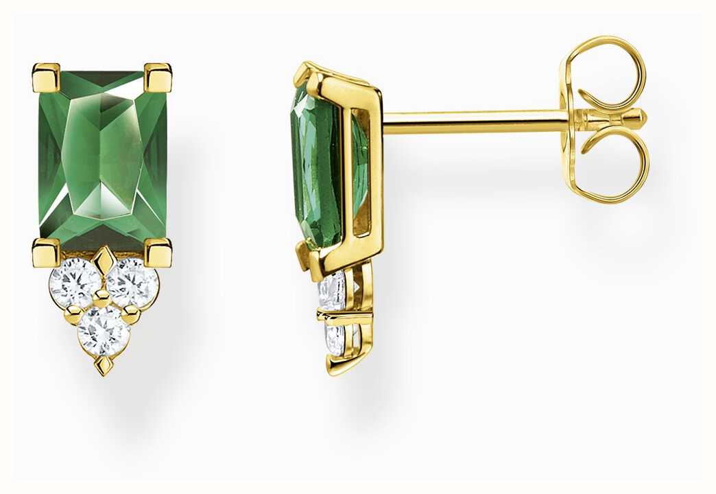Thomas Sabo Jewellery Green Gemstone Stud Earrings Gold-Plated H2173-971-6