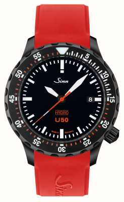 Sinn U50 ハイドロ s 5000m (41mm) ブラックダイヤル/レッドシリコンストラップ 1051.020 RED SILICONE