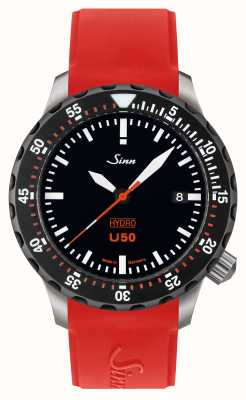 Sinn U50 ハイドロ SDR テギメント 5000m (41mm) ブラック ダイヤル / レッド シリコン ストラップ 1051.050 RED SILICONE