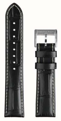 Hamilton Straps カーキ フィールド 'マーフ' 20mm ブラック レザー ストラップのみ H690.000.143
